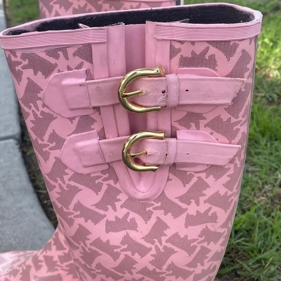 Y2K Juicy Couture PINK SCOTTIE DOG WELLIES TALL SAMMY RAIN BOOTS 9 WELLINGTON - Picture 8 of 14